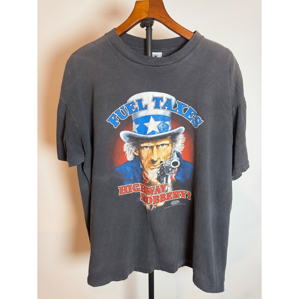 Vintage Delta Uncle Sam Fuel Taxes Highway Robbery T-Shirt XXL Giant Travel NM